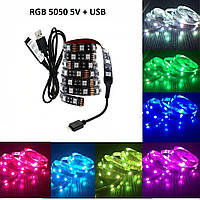 Комплект 2 метра. Светодиодная лента LEDTech RGB 5050 5v ip20 с USB мини контроллером