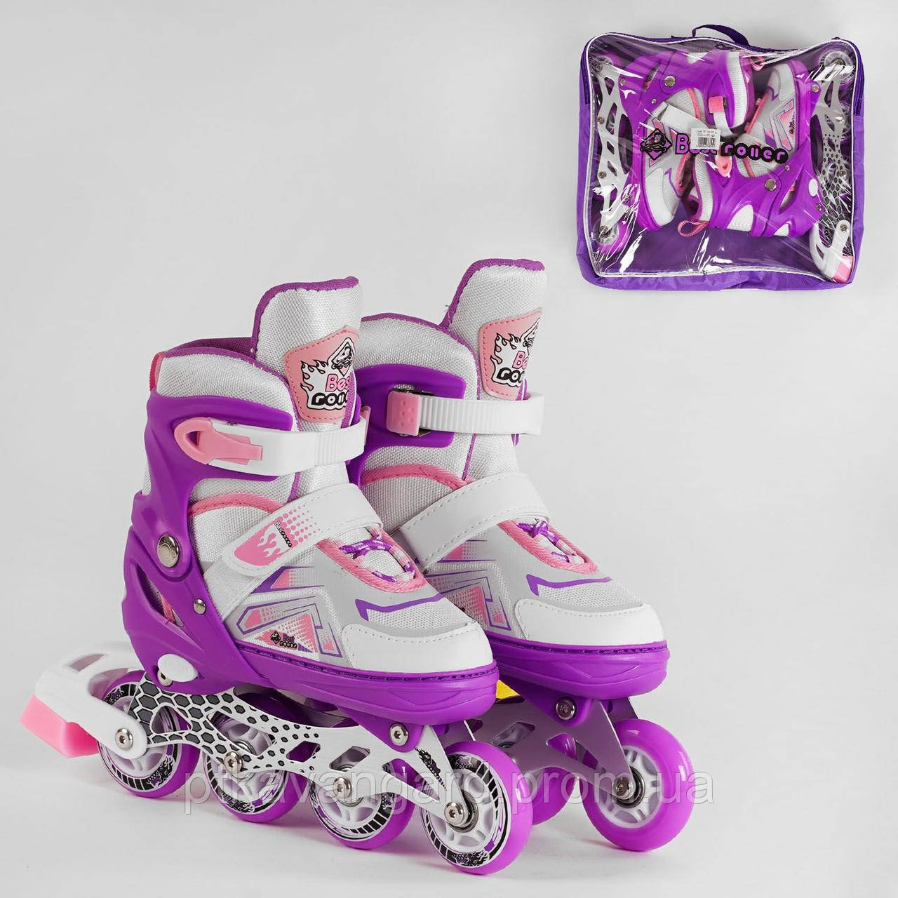 Дитячі ролики (роликові ковзани) Фіолетовий для дівчаток розмір 34-37 (М) Best Roller колеса PU