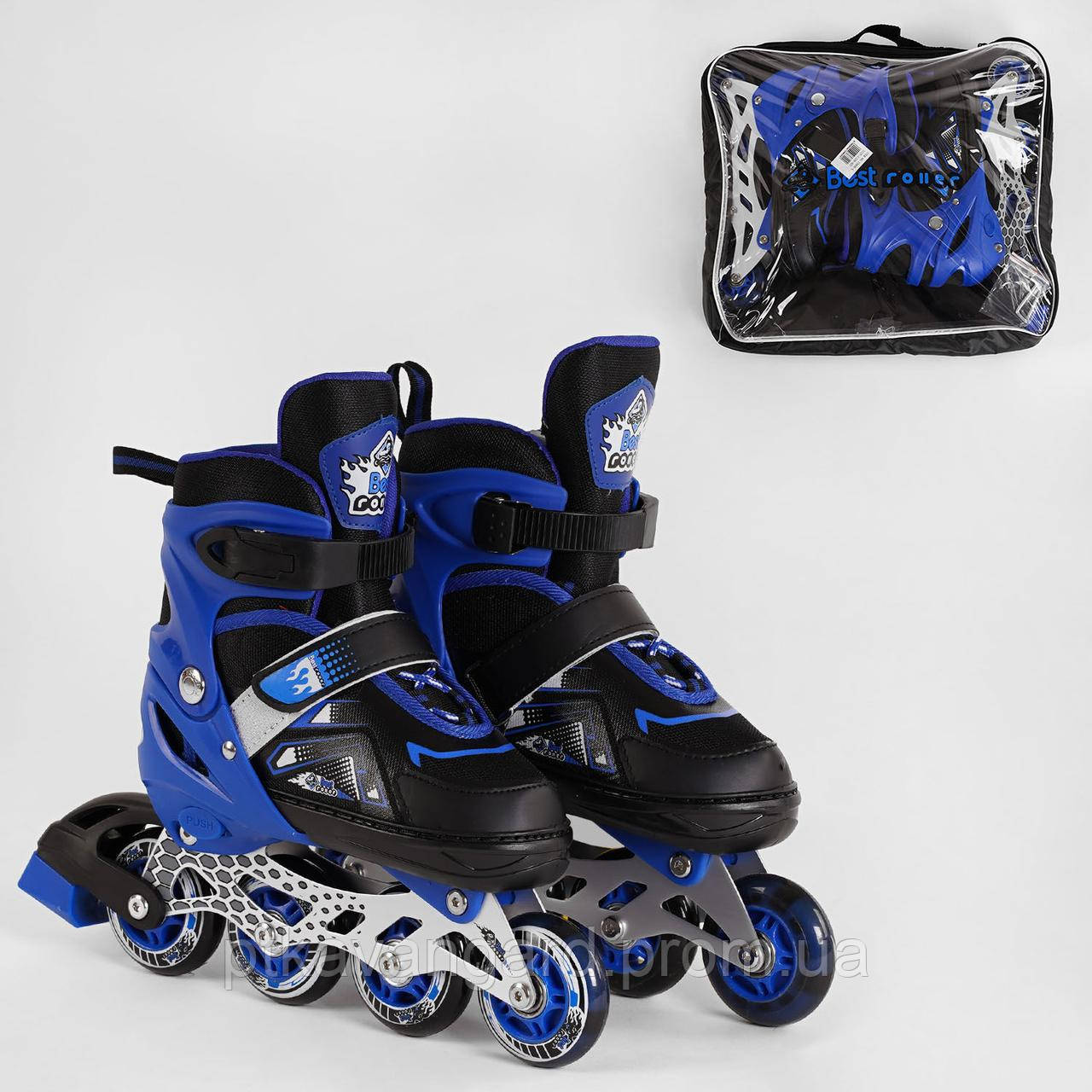 Дитячі ролики (роликові ковзани) Синій для хлопчиків розмір 34-37 (М) Best Roller колеса PU