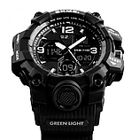 Кварцові тактичні годинники skmei чорні чоловічі круглі наручні годинники з каучуковим ремінцем, фото 2