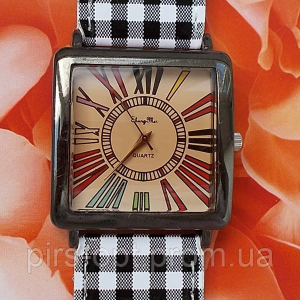 Женские наручные часы квадратные с браслетом (клетка темная) - фото 1 - id-p263511060