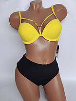 ОПТ Купальник великий пуш-ап портупеї з двома плавками Sisianna 50532 38-46 жовтий на 44 46 48 50 52 розмір, фото 3