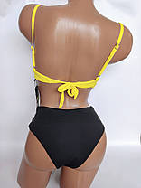 ОПТ Купальник великий пуш-ап портупеї з двома плавками Sisianna 50532 38-46 жовтий на 44 46 48 50 52 розмір, фото 4