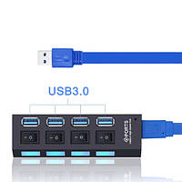 4-портовый USB 3.0 хаб с выключателями, до 5 Гбит/с