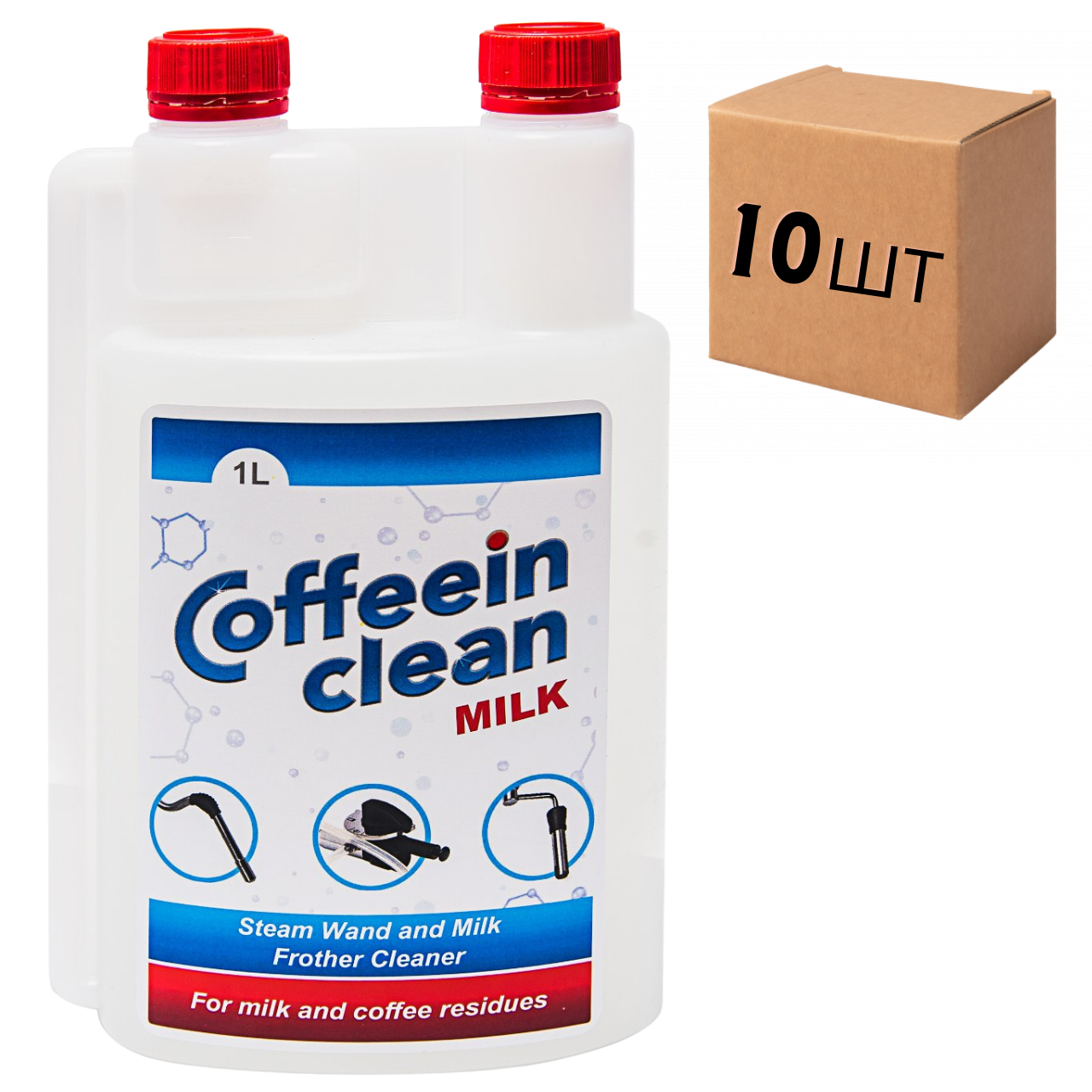 Скринька засобу Coffeein clean MILK (рідина) для очищення молочної системи 1л.(у ящику 10шт.)