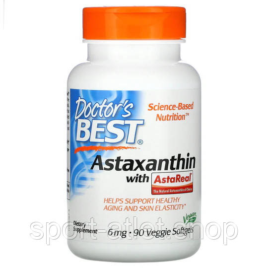 Натуральна добавка Doctor's Best Astaxanthin 6 mg, 90 вегакапсул