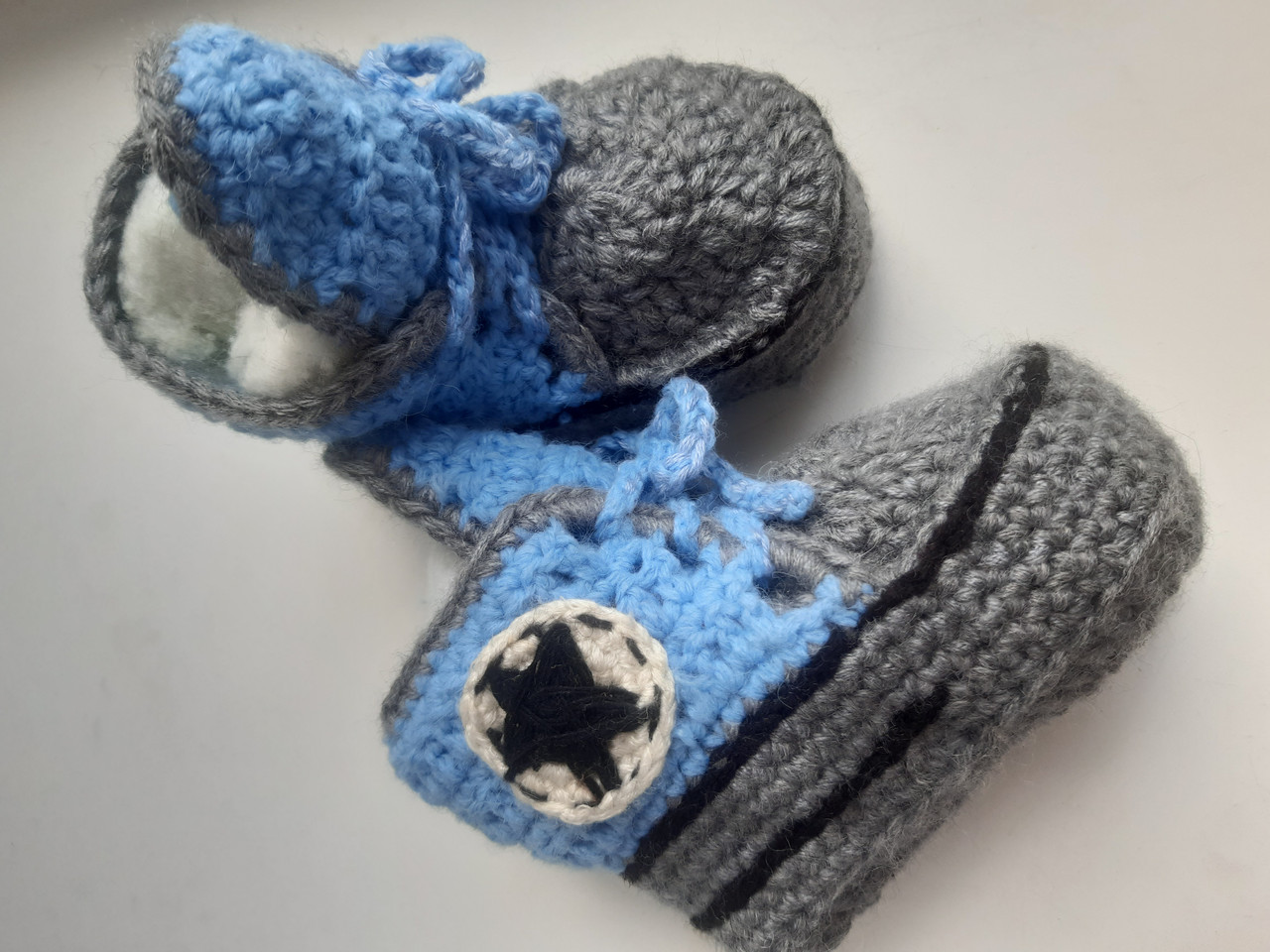 Пінетки-шкарпетки ручної роботи для малюків 12 - 14 см, сірі.