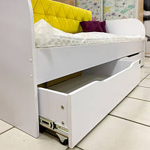 Односпальне ліжко Лакі з ящиками та мягкою спинкою комфортне ліжко у дитячу кімнату для щоденного сну  2000x900мм., фото 2