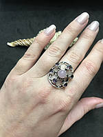 Розовый кварц аметист кольцо розовый кварц 18,7 размер кольцо с розовым кварцем и аметистом Индия