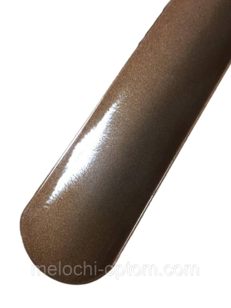 Ложка для обуви GTN НЕРЖ 600mm цельнометаллическая лакированная коричневая прямая - фото 3 - id-p1626706918
