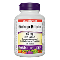 Вітаміни для покращення пам'яті Гінкго Білоба Webber Naturals Ginkgo Biloba 60 mg 180 таблеток