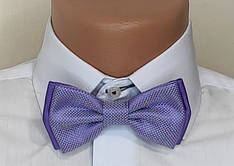 Дитяча краватка-метелик для хлопчиків бузкова двошарова однотонна Туреччина, на шлейці з кріпленням