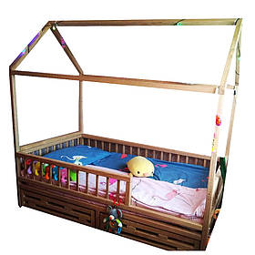 Дитяче ліжечко-будиночок з дерева (з Вільхи/Липи/Ясеня) "Вінні Пух"