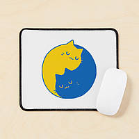 Коврик для миші з принтом "Українські коти Інь і Ян (синій і жовтий)"