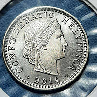 Монета Швейцария 20 раппенов, 2014 года