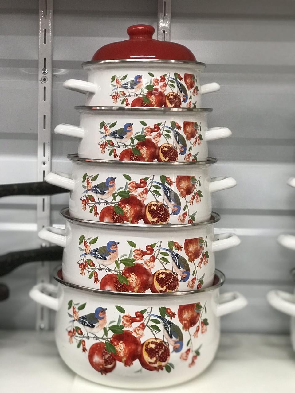 Набір емальованих каструль з малюнком гранат Higher Kitchen (10 предметів) УЦІНКА