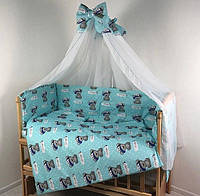 Комплект в детскую кроватку для новорожденных (8 элементов) бирюзовый (it's a boy)