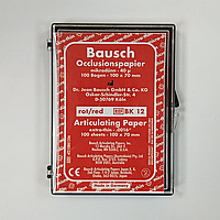 Артикуляційний папір BK12, товщина 40 мкм, колір — червоний, смуги, 100 шт., розмір 100x70 мм