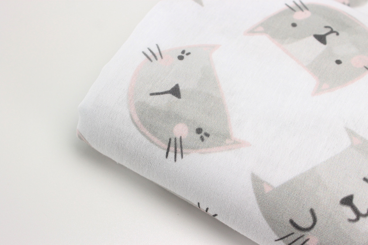 Лоскуток.  Муслін жатий двошаровий цифровий друк " Великі портрети кішок" 94*150 см, фото 1