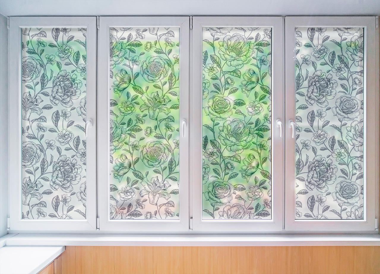 Матовая пленка на окна и перегородки "Черно-белый цветник" Zatarga от соседей, разделитель пространства - фото 3 - id-p1626737020