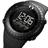 Кварцові тактичні чоловічі електронні наручні чорний годинник skmei з каучуковим ремінцем, фото 4