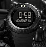 Кварцові тактичні чоловічі електронні наручні чорний годинник skmei з каучуковим ремінцем, фото 8