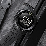 Кварцові тактичні чоловічі електронні наручні чорний годинник skmei з каучуковим ремінцем, фото 10