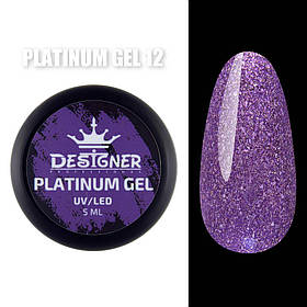 Гель – платинум Platinum Gel Дизайнер із мерехтінням, 5 мл. Яскраво-фіолетовий 12