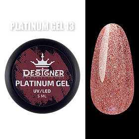 Гель – платинум Platinum Gel Дизайнер із мерехтінням, 5 мл. Червоний 13