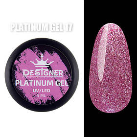 Гель – платинум Platinum Gel Дизайнер із мерехтінням, 5 мл. Малиновий 17