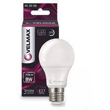 LED лампа Velmax V-A60, 8W, E27, 4100K, 800Lm, кут 240° 21-11-18-1