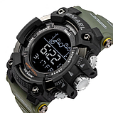 Якісний водонепроникний чоловічий військовоспортивний наручний годинник із секундоміром, будильником, фото 5
