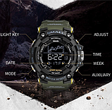 Чоловічий наручний годинник незвичайний тактичний бюджетний чоловічий кварцовий годинник з каучуковим ремінцем, фото 5