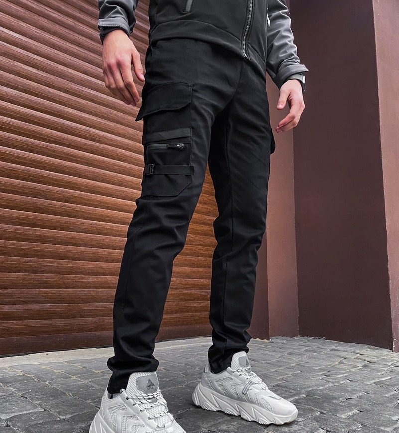 Чоловічі штани карго Cargo Pobedov трикотажні весна-літо-осінь Туреччина. Живе фото, фото 1