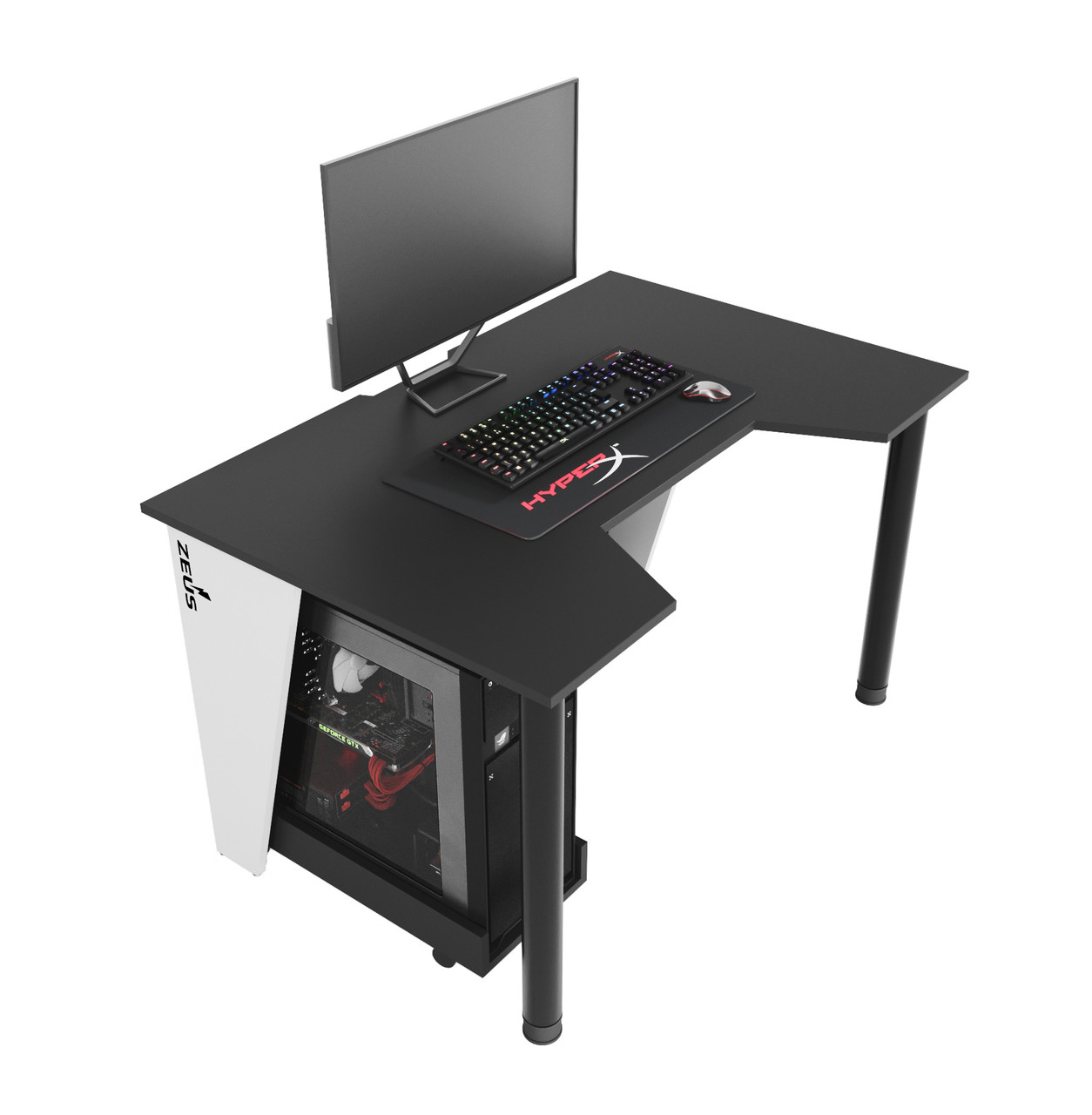 Геймерський стіл "GAMER-1" 120х80х75 см. Білий/Чорний