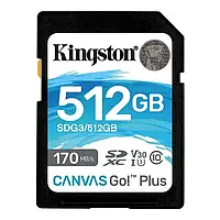 Карта памяти SDXC 512GB UHS-I/U3 Class 10 Kingston Canvas Go! Plus R170/W90MB/s (SDG3/512GB)