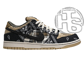 Жіночі кросівки Nike Dunk Low Travis Scott Black White Brown (с мехом) CT5053-001