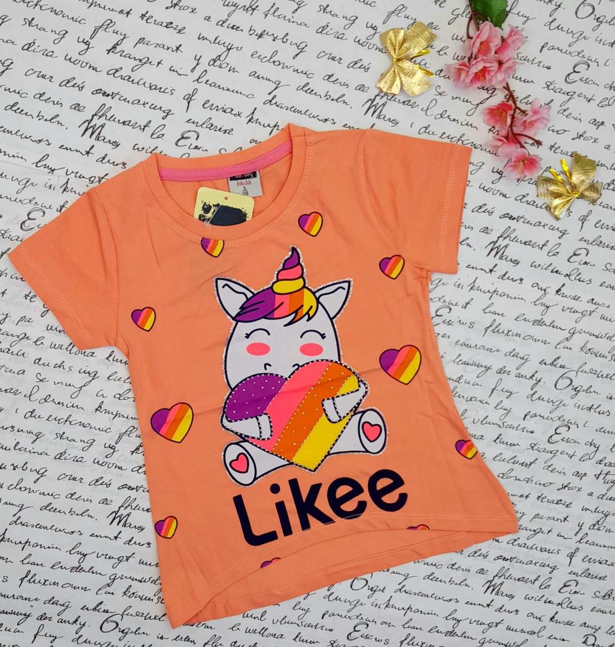 Стильна дитяча футболка з пайєеткою на дівчинку 5-8 років