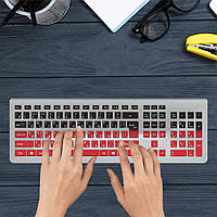 Наклейка на клавиатуру ноутбука с Украинской раскладкой черно-красная с оракала