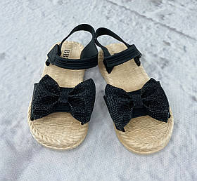 Босоніжки для дівчаток Силіконові з бантом Чорно-бежеві 2085mix Deshman розмір 34, розмір устілки 18 см