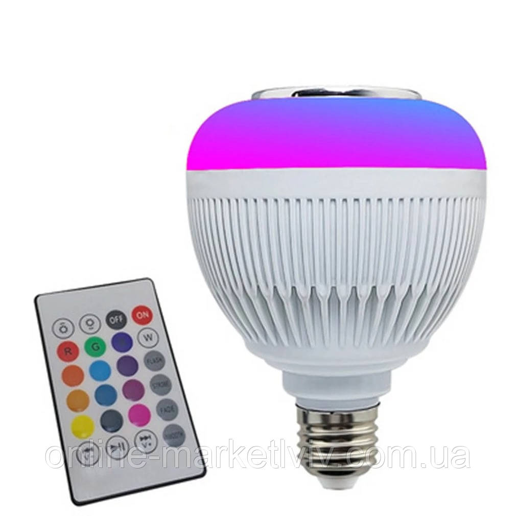 Bluetooth лампочка з динаміком та пультом ДУ Buble Lamp E27 / Блютуз лампочка кольорова