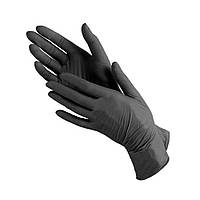 Перчатки нитриловые текстурированные неопудренные Черные 5 г плотные 100 шт уп Medicom