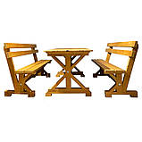 Дерев'яний садовий комплект 1,95м (Стіл та 2 Лавки) "Пісочний годинник". Колір: Сосна, фото 2
