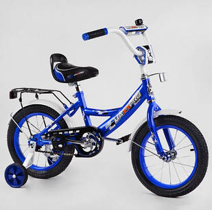 Дитячий велосипед Corso MAXXPRO-N14-6 діаметр коліс 14", обладнаний страхувальними колесами, ручне гальмо