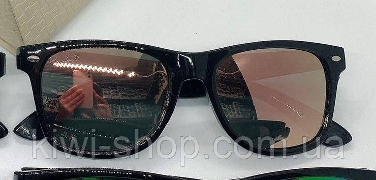 Поляризаційні сонцезахисні окуляри (Polaroid) Ray Ban Wayfarer рожеві дзеркало, polarized окуляри рожеві рейбен