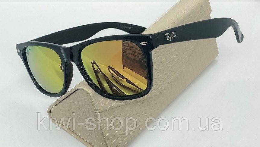 Поляризаційні сонцезахисні окуляри Polaroid Ray Ban Wayfarer жовті дзеркальні, polarized окуляри жовті рей бен