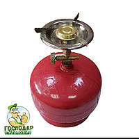 Газовий балон 2 кг на 5 літрів з польським вентилем у комплекті з якісним пальником Asia Польща