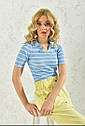 Поло смуга з коміром короткий рукав жіноча модна молодіжна міська повсякденна футболка, фото 9
