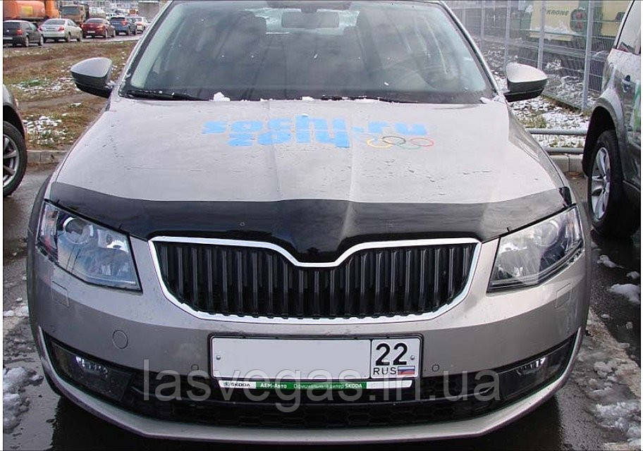 Мухобойка, дефлектор капота Skoda Octavia A-7 2013- (Sim), фото 1
