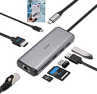 Док-станция SSK SC202: Multiport Hub Type-C to RJ45 Ethernet 4K HDMI SD/TF Card Reader for Mac